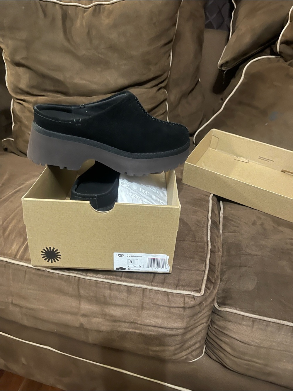 UGG Black Platform Suede Clogs
